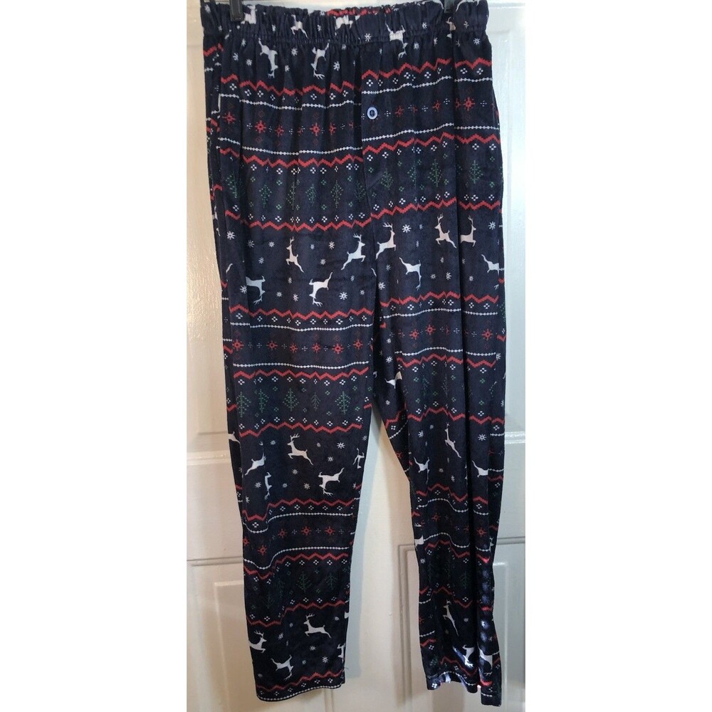 NORTH 15 MEN'S PREMIUM QUALITY PJ Pants Pajama Bottoms SIZE L VELOUR Christmas